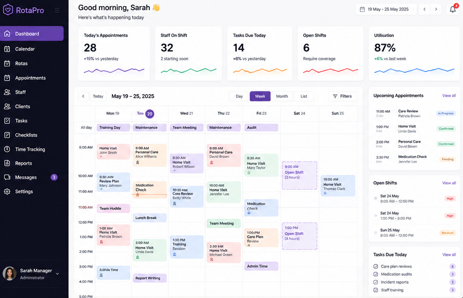 Scheduling & Rotas example design preview
